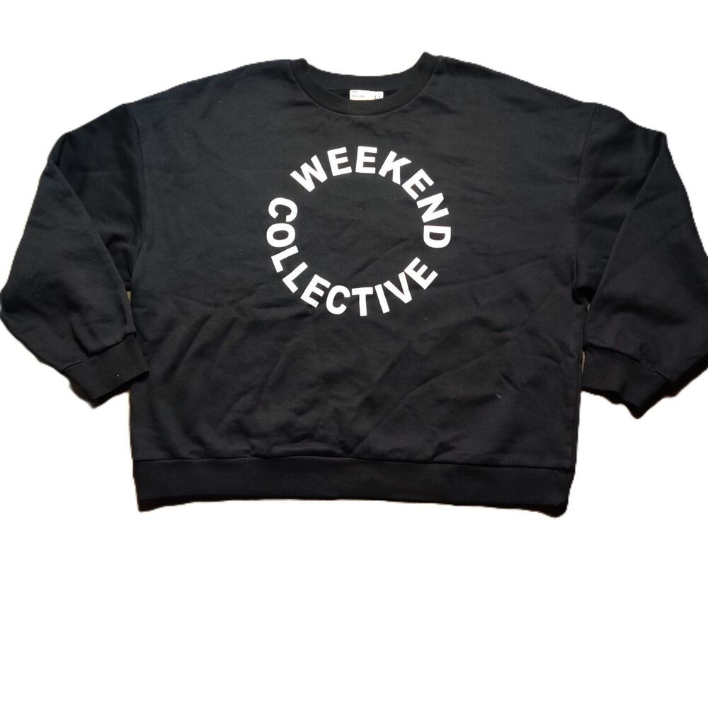 ASOS Design Weekend Collective Womens Sweatshirt Black Graphic Pullover 14